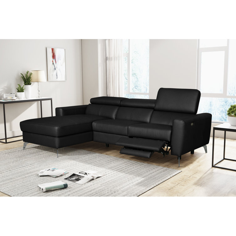 Ivy Bronx Amorian Leather Reclining Corner Sofa Wayfair.co.uk